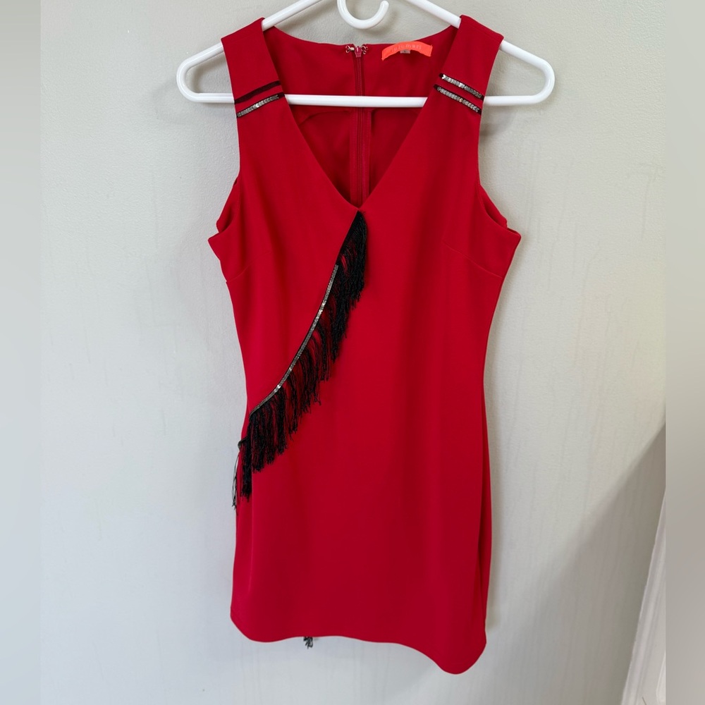 Lulumari Vibrant Red Midi Dress  size large